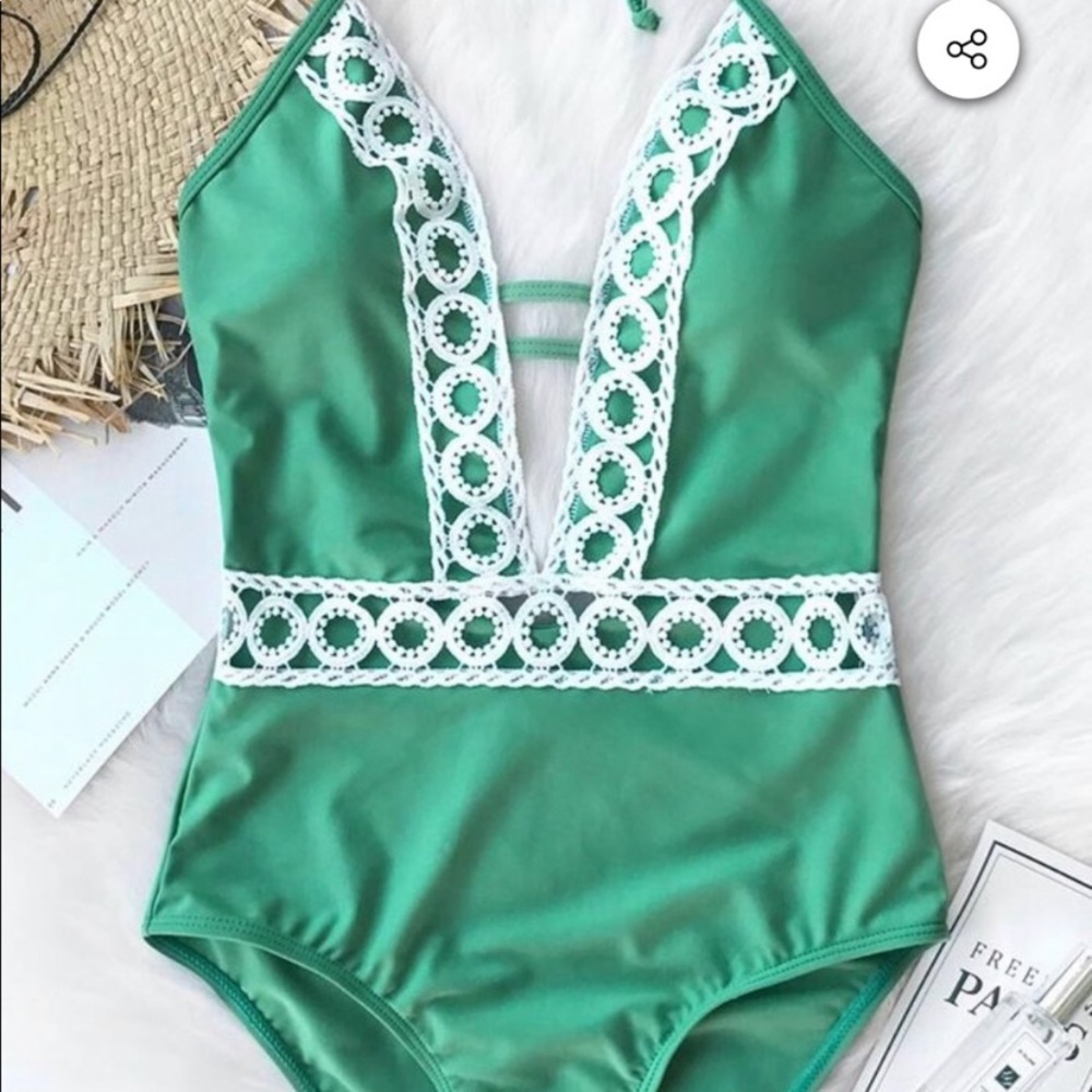 Cupshe Thick Forest Halter One Piece Swimsuit